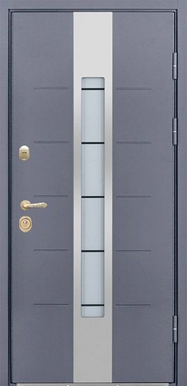 Дверь МДФ рал со стеклом и рамкой из нержавейки №51067