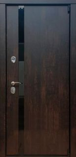 Стальная дверь МДФ из натурального шпона с стеклянной вставкой №41023